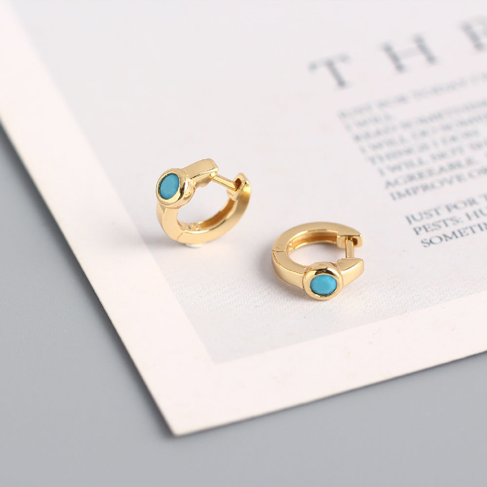Crystal Turquoise Bezel Hoop